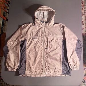 Columbia Mens XL Jacket Windbreaker Full Zip Hooded Lightweight Outdoor Beige